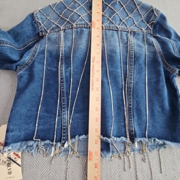 NWT Denim Blvd Los Angeles Denim Jacket Women's Size Small Bling Rhinestoned - Picture 11 of 14